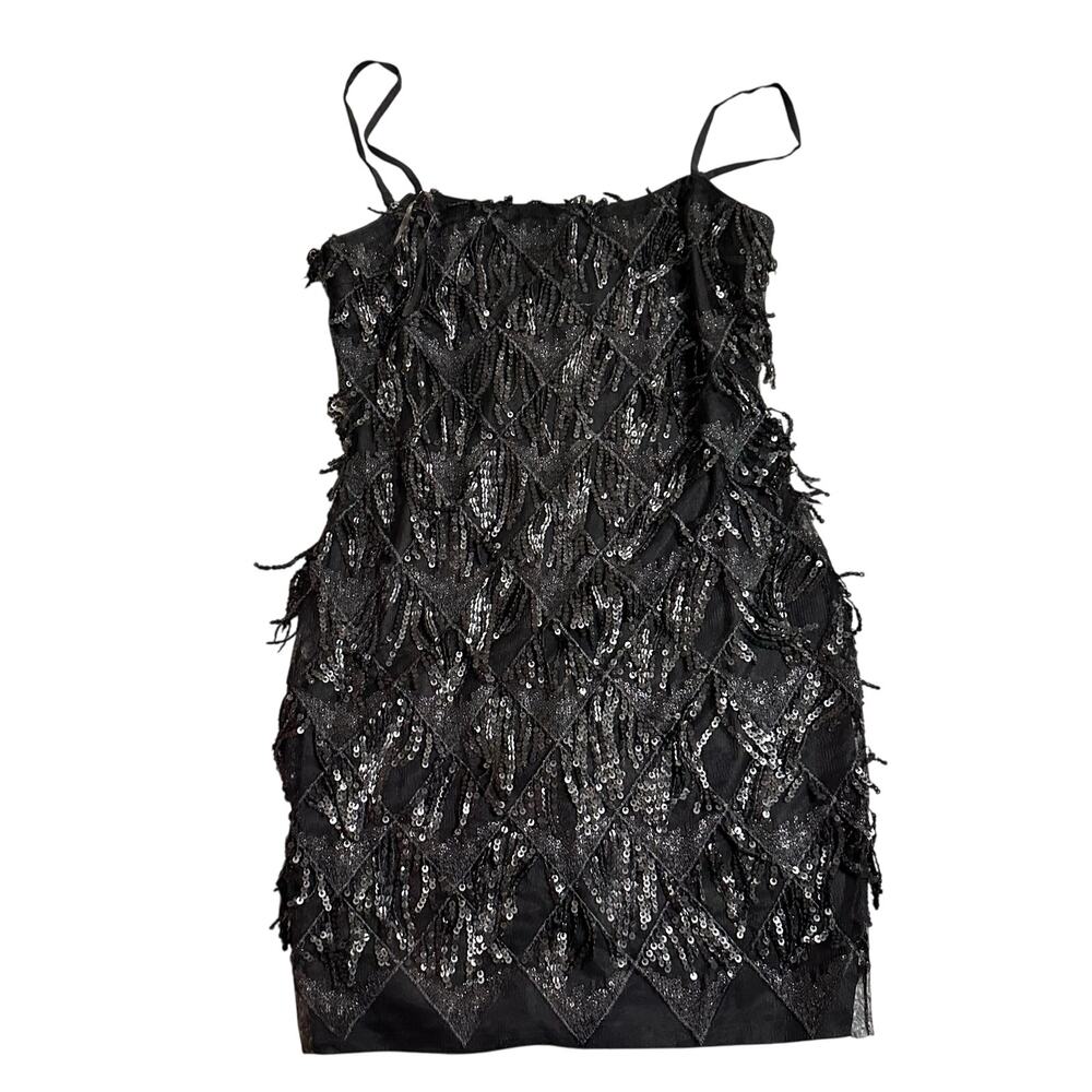 Just Me Sequin Fringe Mini Dress NEW Flapper 20s New Years Size 4